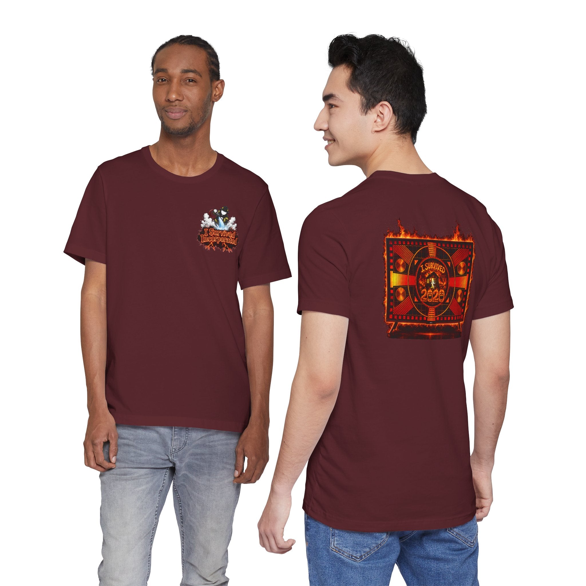 I Survived 2020 — "Please Stand By" Test Pattern Tee Wildfire Signal Edition Summer Premiere Unisex Jersey Short Sleeve Tee