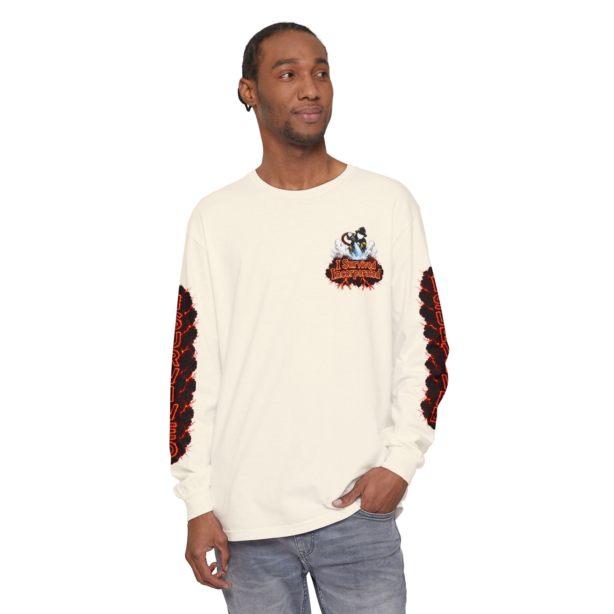 I Survived 2020 — "Please Stand By" Test Pattern Tee Special Edition Wildfire Signal Edition Summer Premiere Unisex Garment-Dyed Long Sleeve T-Shirt