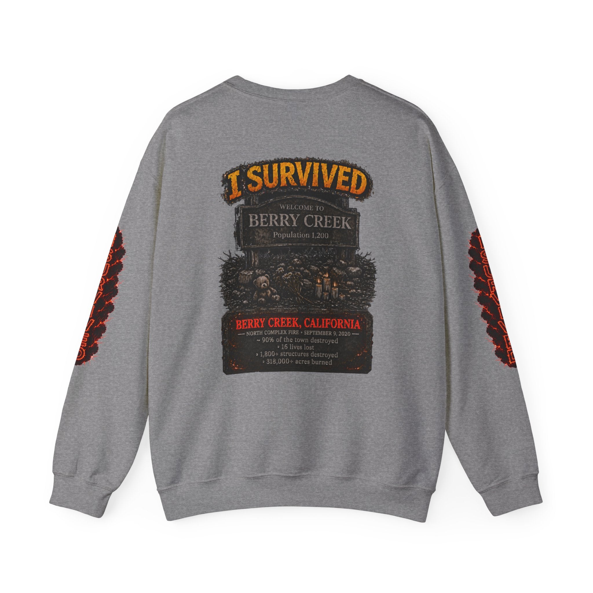 I Survived 2020 — WILDFIRES S2:E1: Director's Cut "Berry Creek" Memorial Unisex Heavy Blend™ Crewneck Sweatshirt