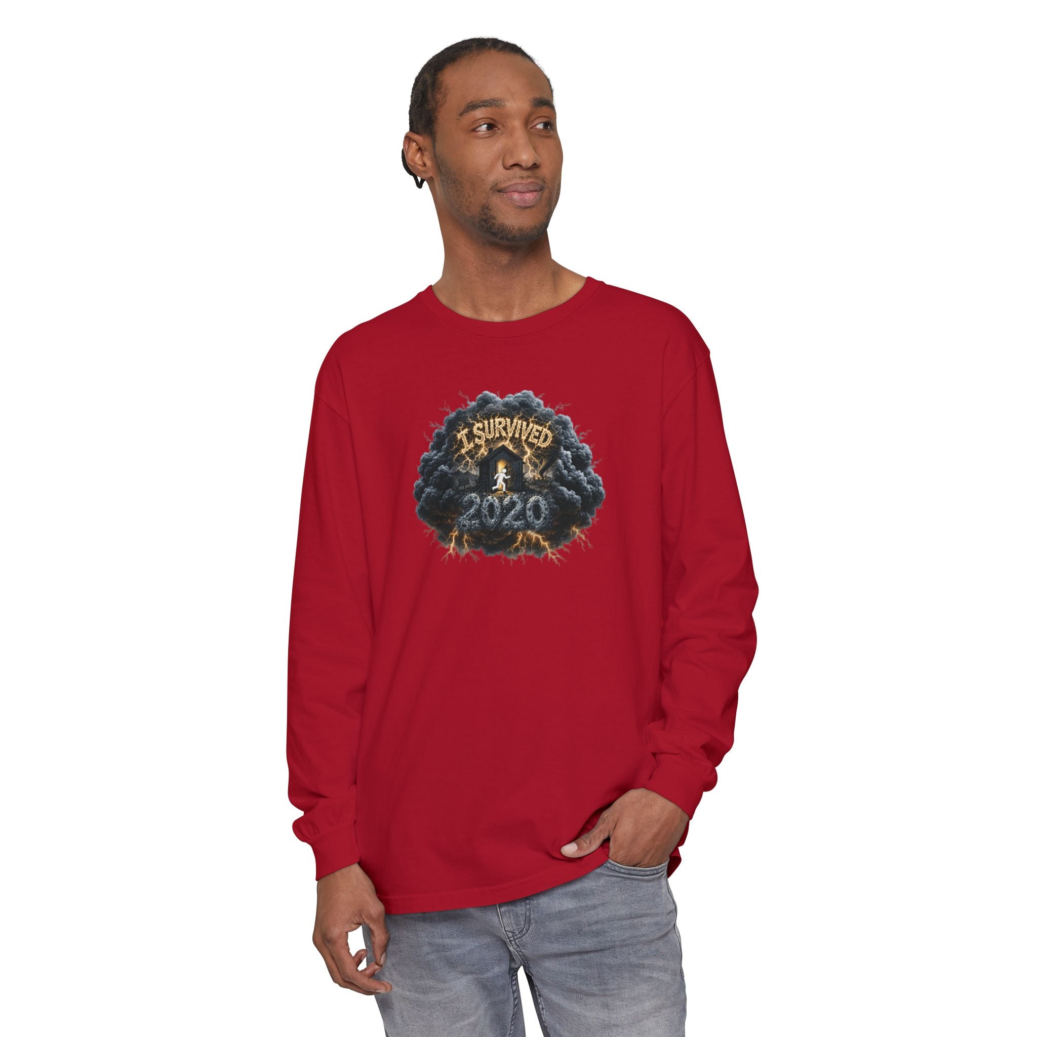 I Survived 2020 — Original PILOT Design: Director's Cut Unisex Garment-Dyed Long Sleeve T-Shirt