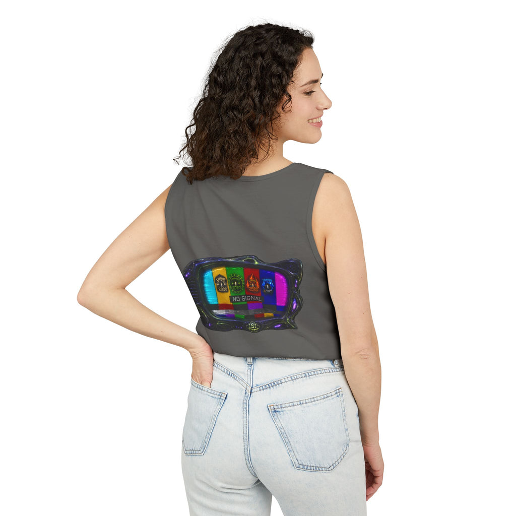 I Survived 2020 — "No Signal" Test Pattern Tee Alien Broadcast Finale Summer Premiere Unisex Garment-Dyed Tank Top