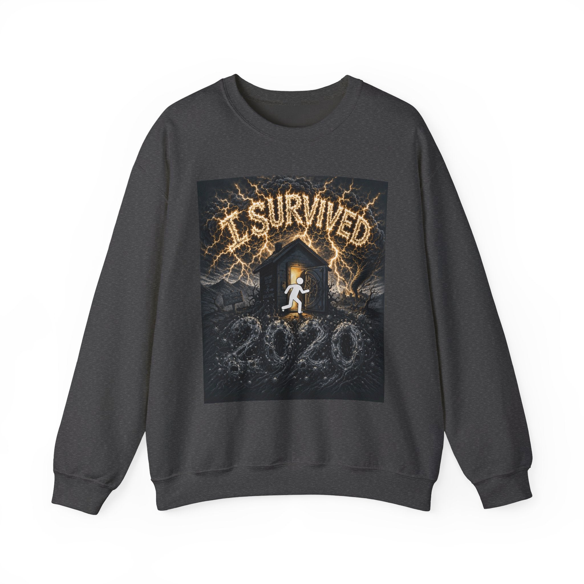 I Survived 2020 — Original Design Teaser Tee | Season 1 Premiere Drop Unisex Heavy Blend™ Crewneck Sweatshirt