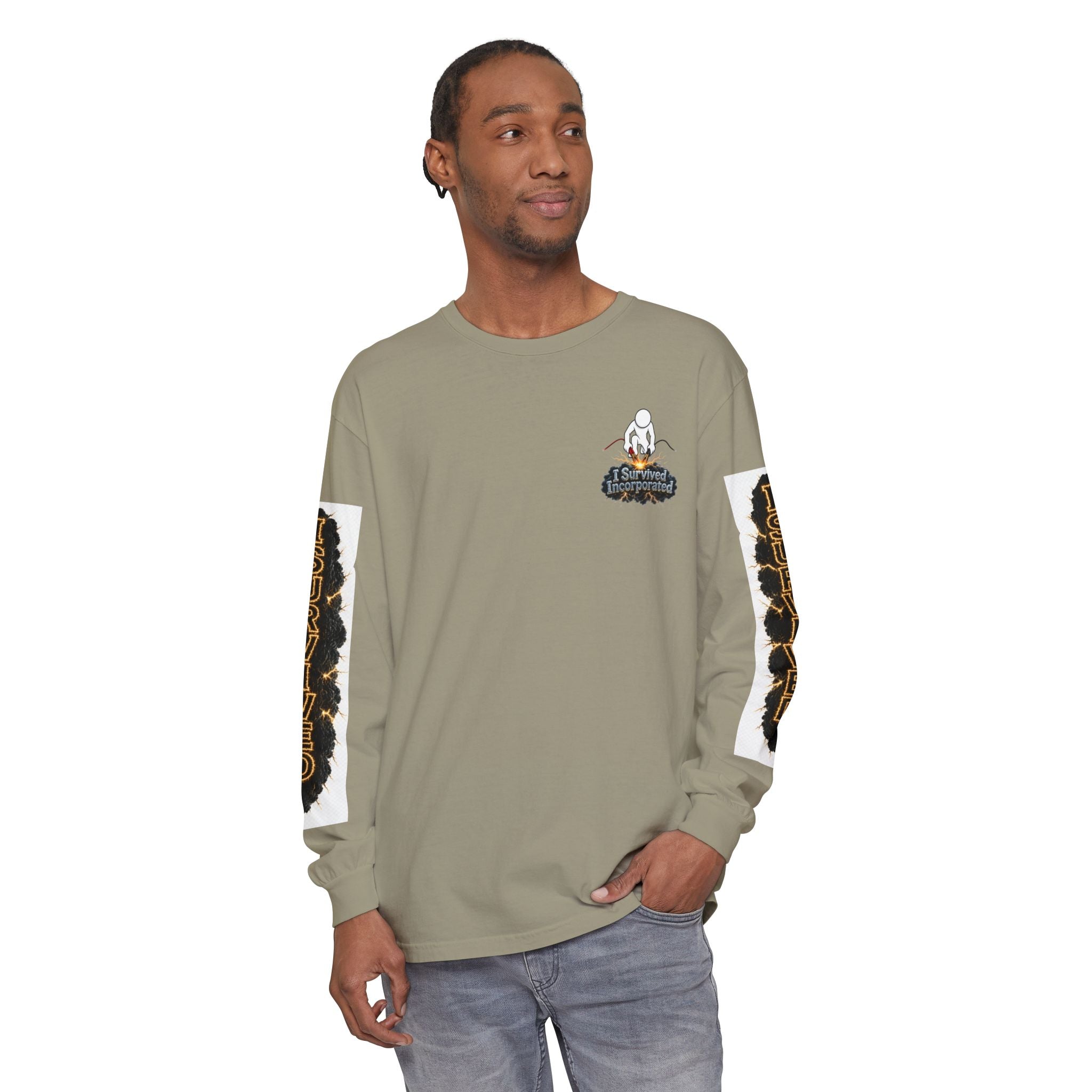 I Survived 2020 — "Please Stand By" Test Pattern Tee Special Edition Summer Premier Unisex Garment-Dyed Long Sleeve T-Shirt