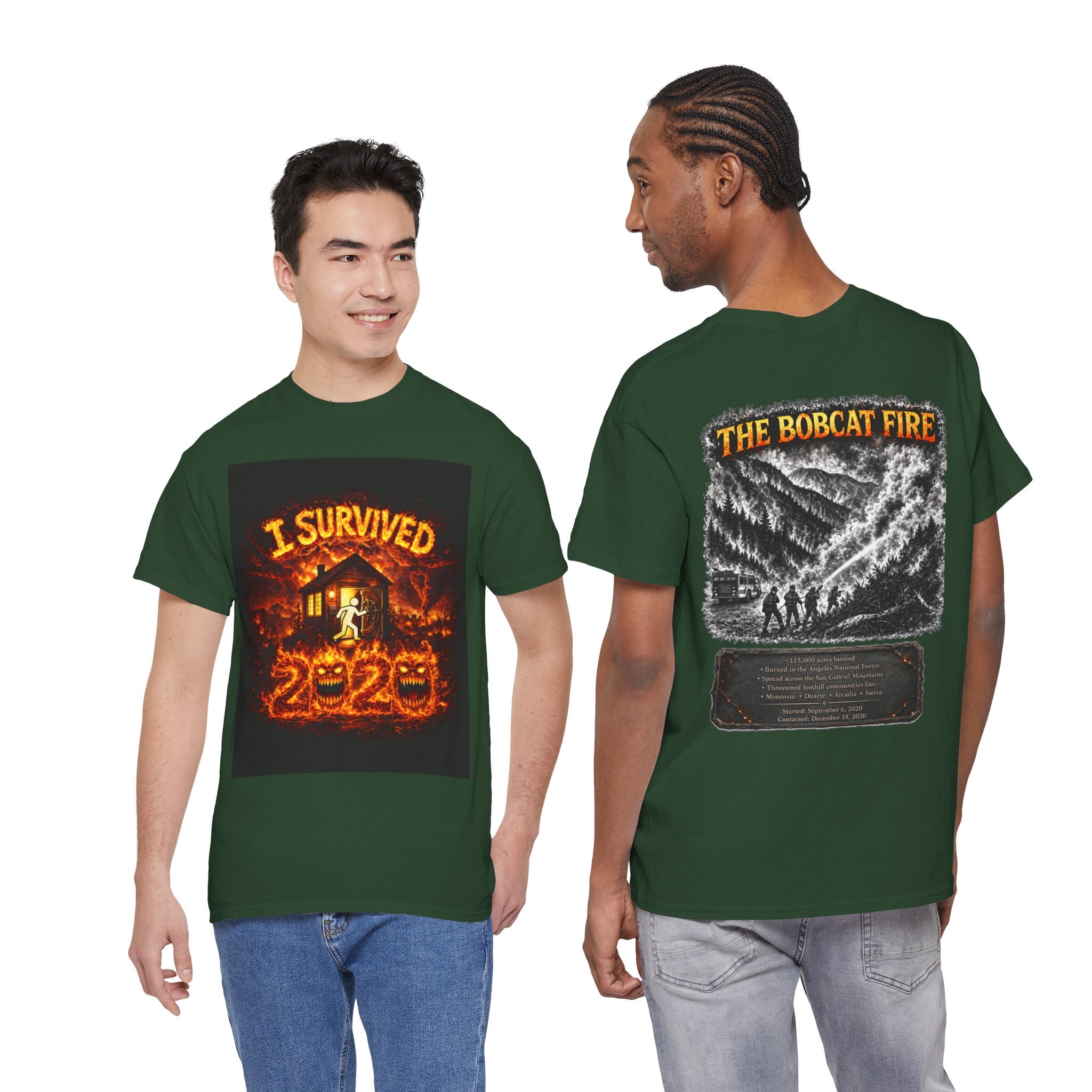 I Survived 2020 — WILDFIRES S2:E2: "The Bobcat Fire" Memorial Unisex Heavy Cotton Tee