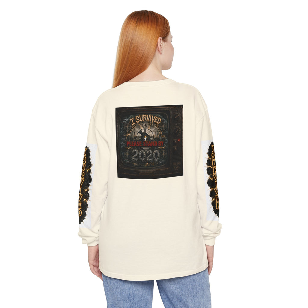I Survived 2020 — "Please Stand By" Test Pattern Tee Special Edition Summer Premier Unisex Garment-Dyed Long Sleeve T-Shirt