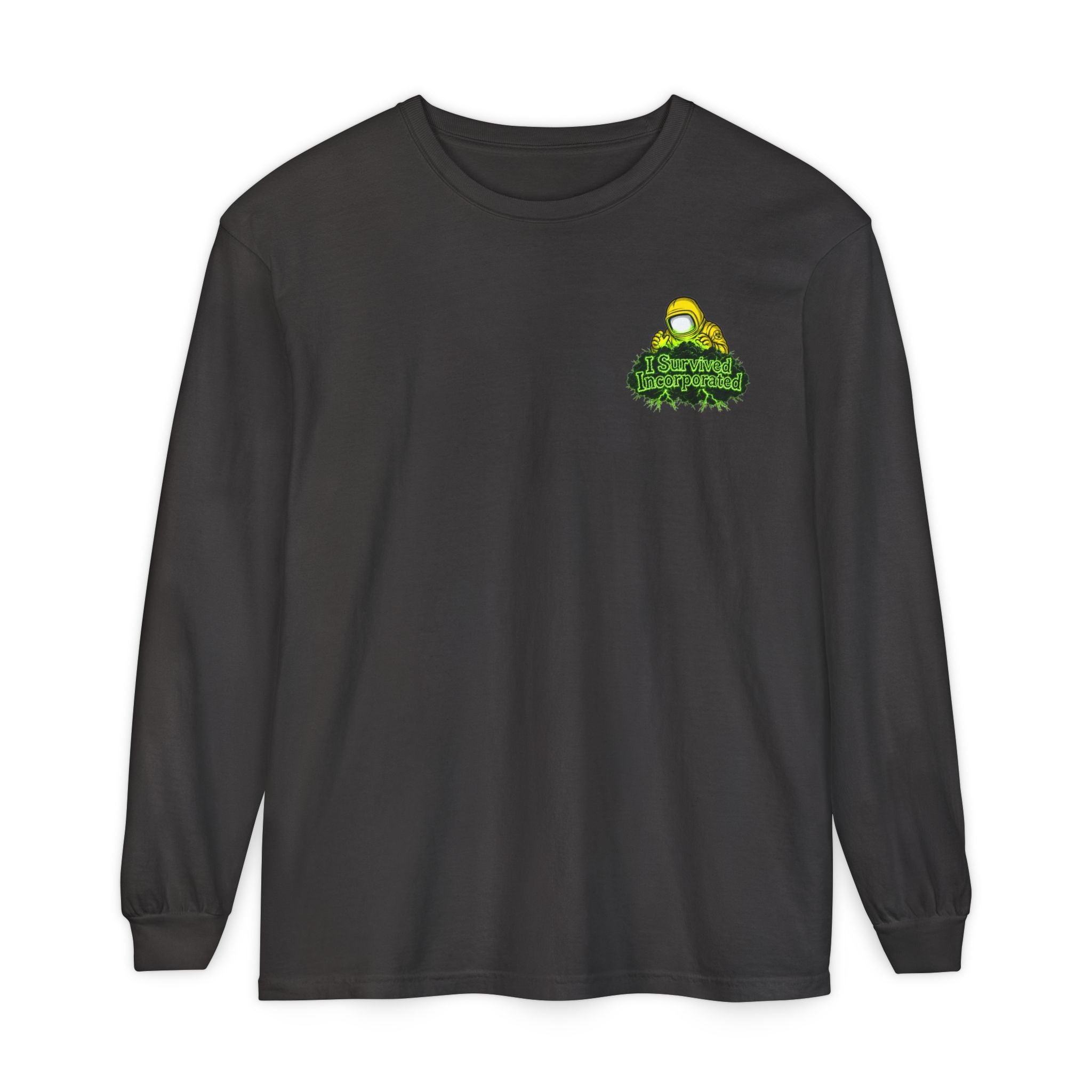 I Survived 2020 — "Please Stand By" Test Pattern Toxic Signal Tee Summer Premiere Unisex Garment-Dyed Long Sleeve T-Shirt