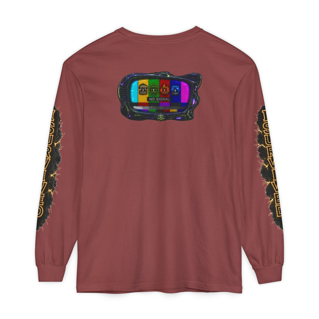 I Survived 2020 — "No Signal" Test Pattern Tee Special Edition Alien Broadcast Finale Summer Premiere Unisex Garment-Dyed Long Sleeve T-Shirt