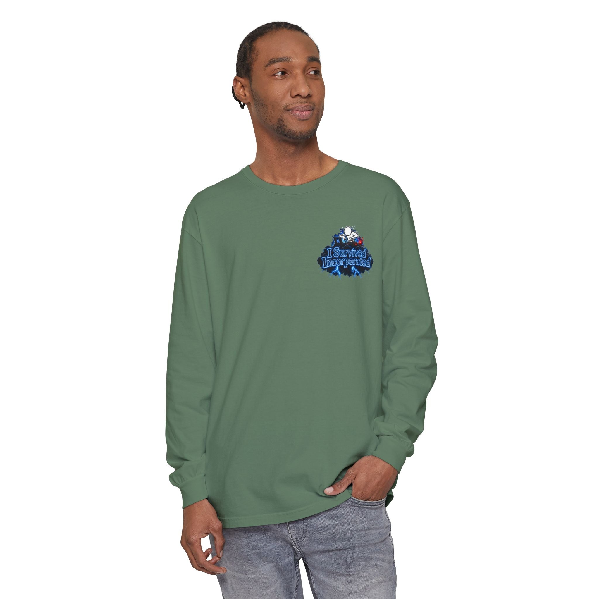 I Survived 2020 — "Please Stand By" Test Pattern Tee Lockdown Edition Summer Exclusive Unisex Garment-Dyed Long Sleeve T-Shirt