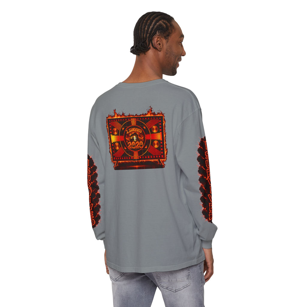 I Survived 2020 — "Please Stand By" Test Pattern Tee Special Edition Wildfire Signal Edition Summer Premiere Unisex Garment-Dyed Long Sleeve T-Shirt