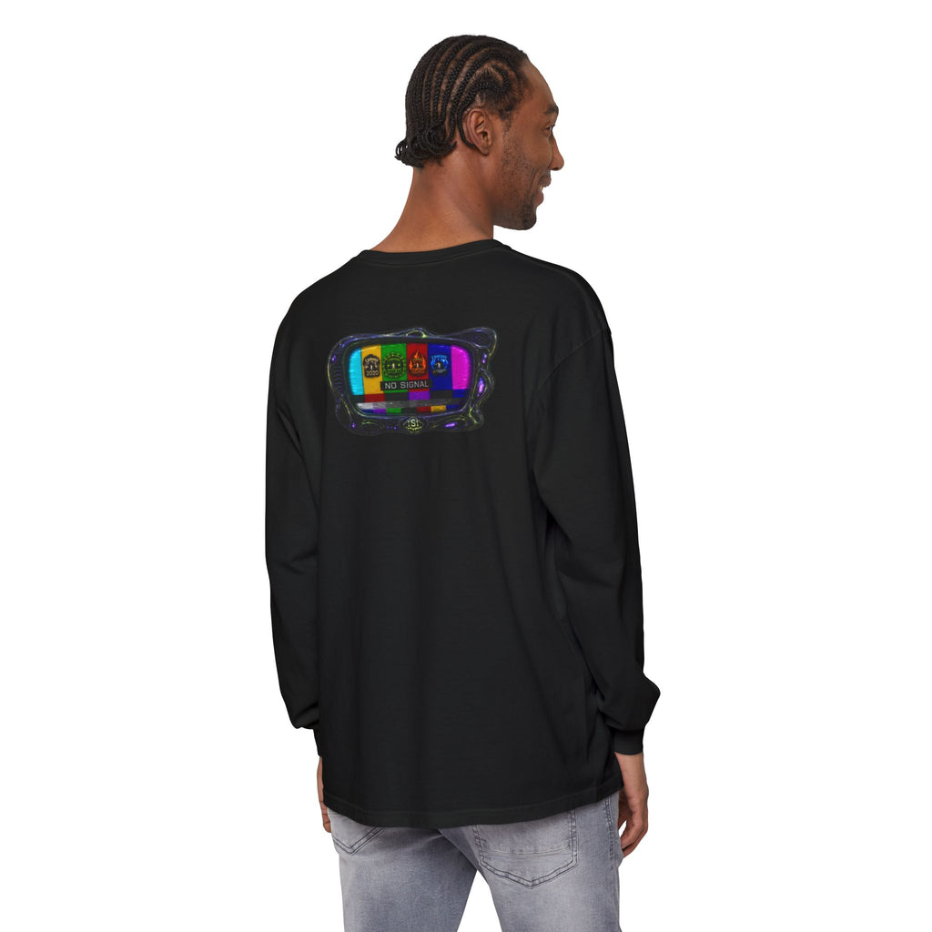 I Survived 2020 — "No Signal" Test Pattern Tee Alien Broadcast Finale Summer Premiere Garment-Dyed Long Sleeve T-Shirt