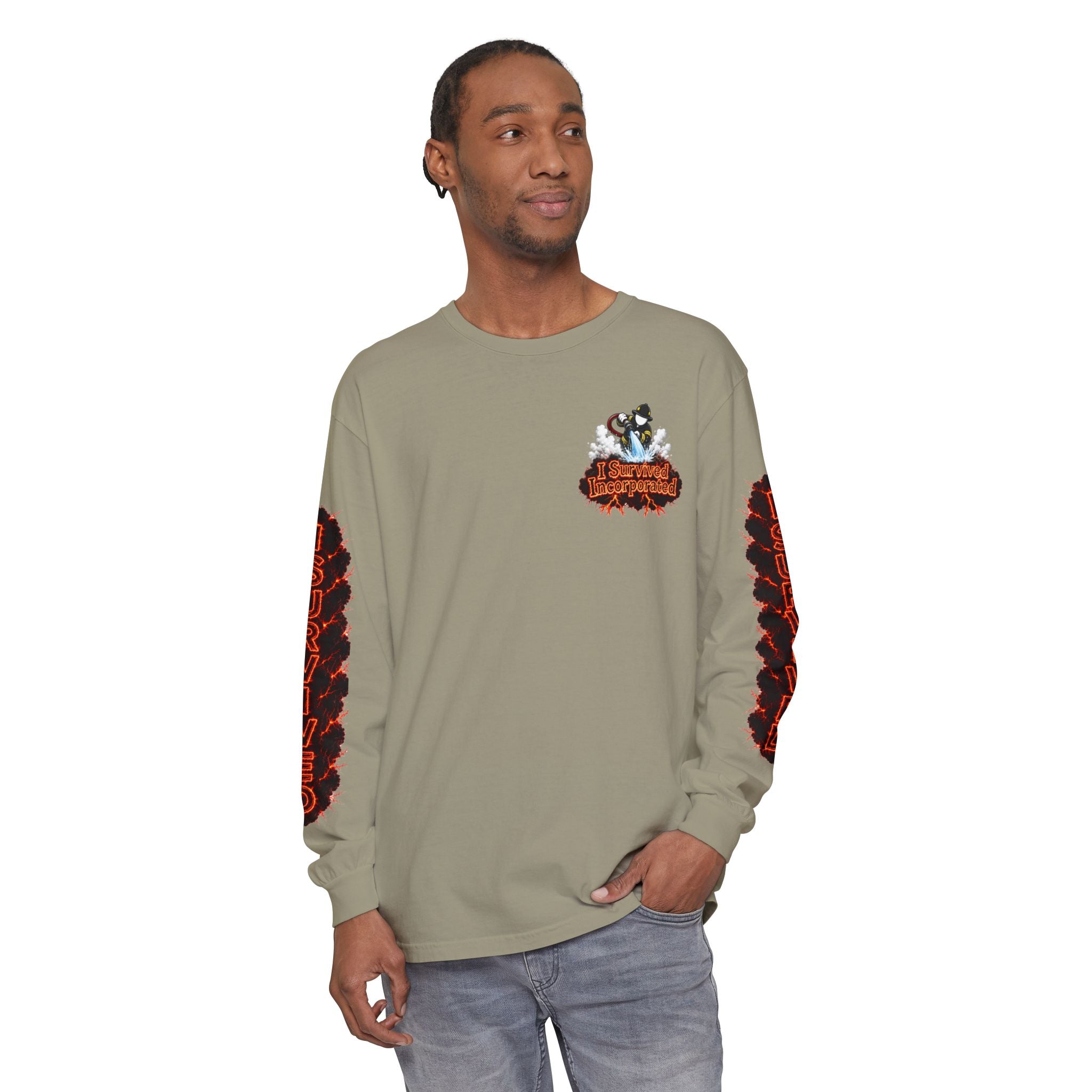 I Survived 2020 — "Please Stand By" Test Pattern Tee Special Edition Wildfire Signal Edition Summer Premiere Unisex Garment-Dyed Long Sleeve T-Shirt