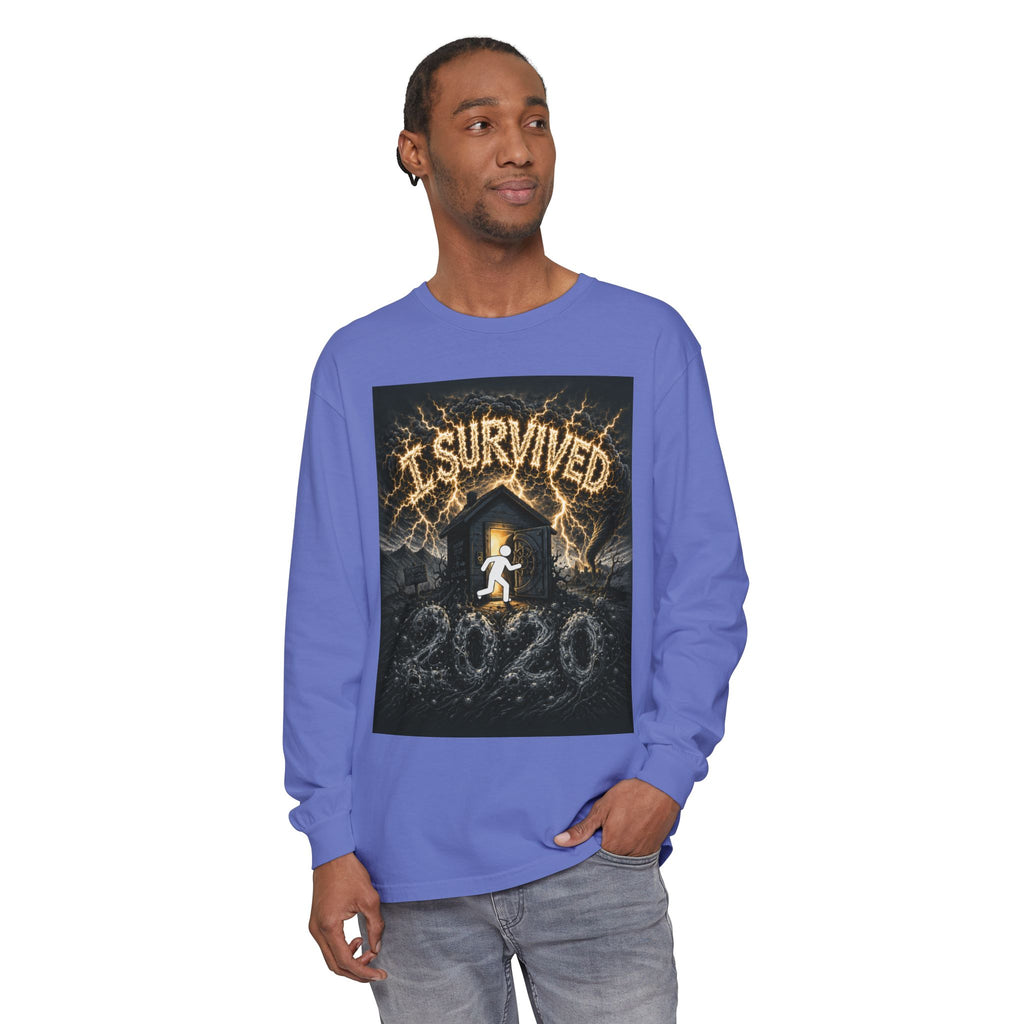 I Survived 2020 — Original Design Teaser Tee | Season 1 Premiere Drop Unisex Garment-dyed Long Sleeve T-Shirt