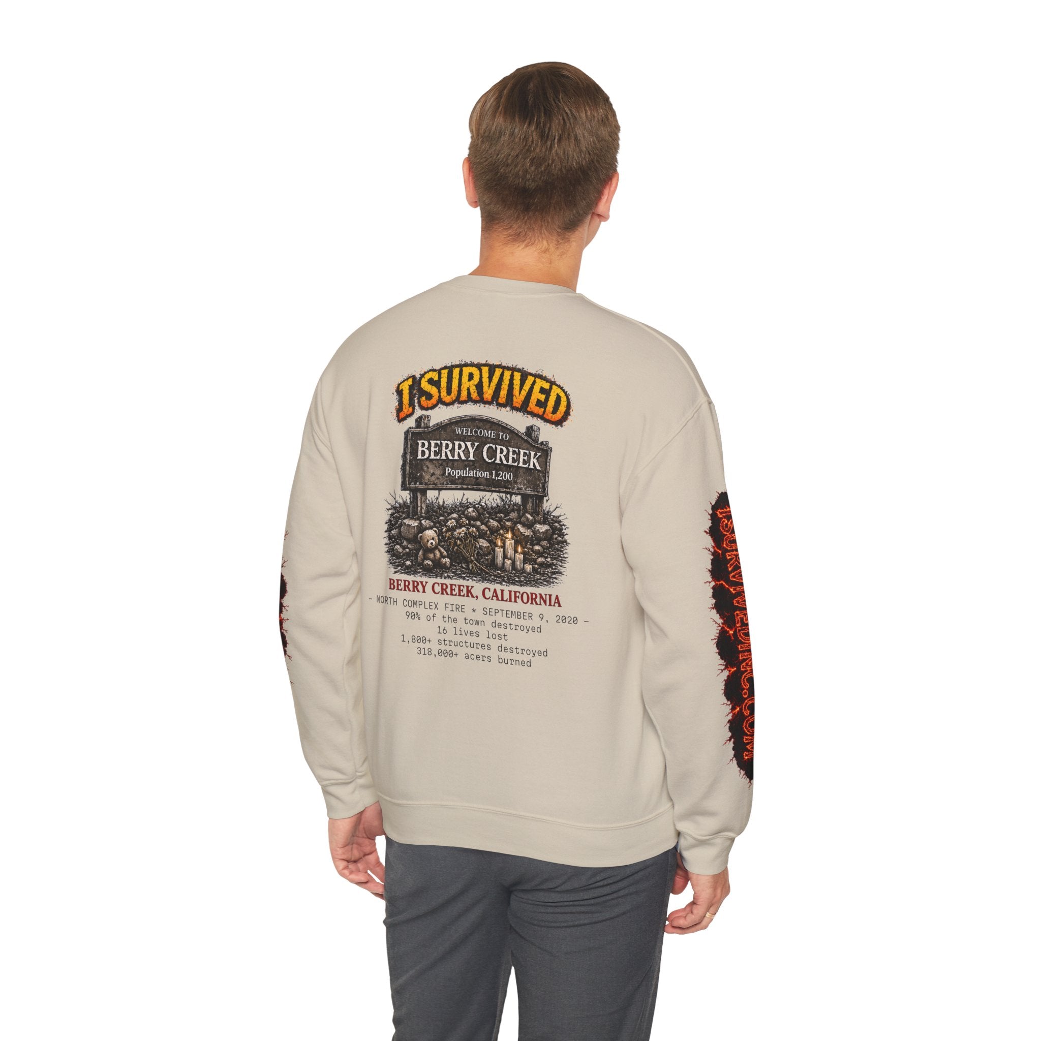 I Survived 2020 — S2:E1 "Berry Creek" | Wildfire Edition Memorial Unisex Heavy Blend™ Crewneck Sweatshirt