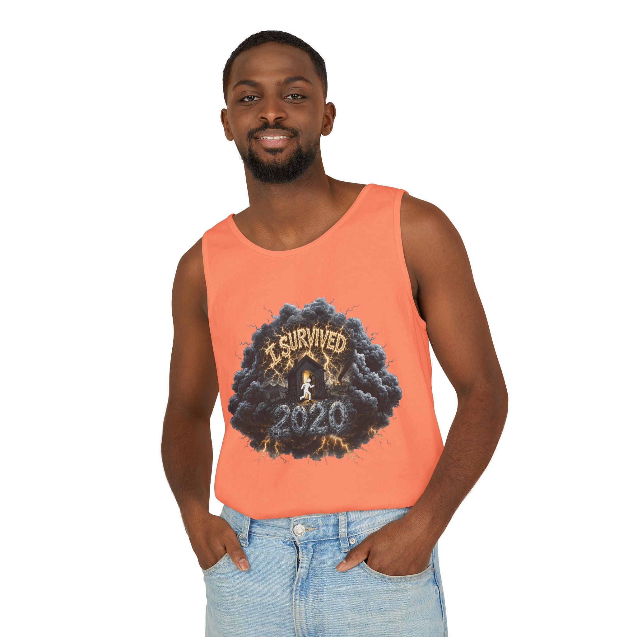 I Survived 2020 — Director's Cut Original Design Teaser Tee | Season 1 Premiere Drop Unisex Garment-Dyed Tank Top