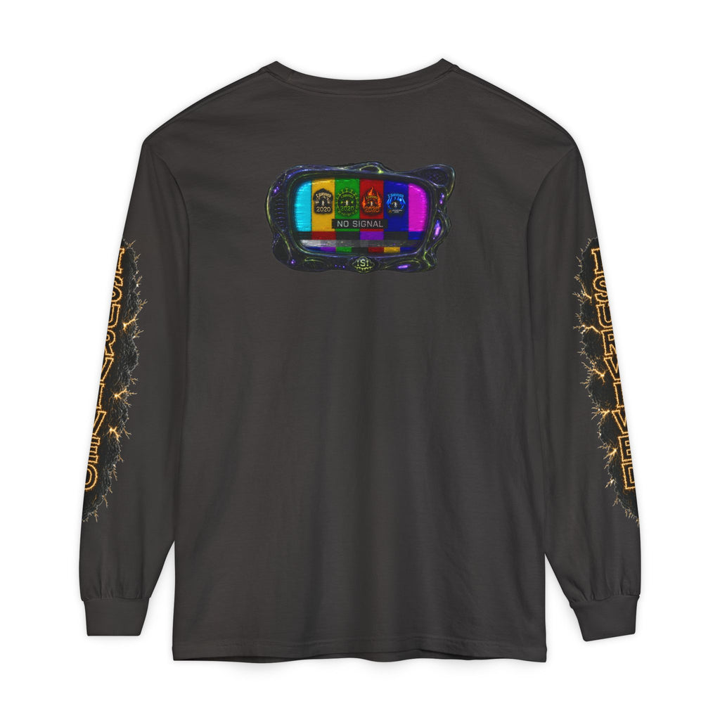 I Survived 2020 — "No Signal" Test Pattern Tee Special Edition Alien Broadcast Finale Summer Premiere Unisex Garment-Dyed Long Sleeve T-Shirt