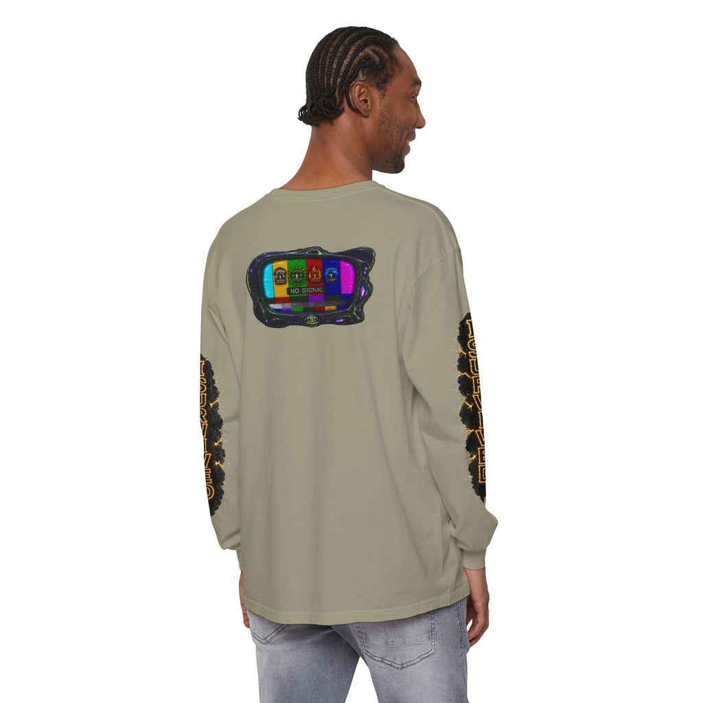 I Survived 2020 — "No Signal" Test Pattern Tee Special Edition Alien Broadcast Finale Summer Premiere Unisex Garment-Dyed Long Sleeve T-Shirt
