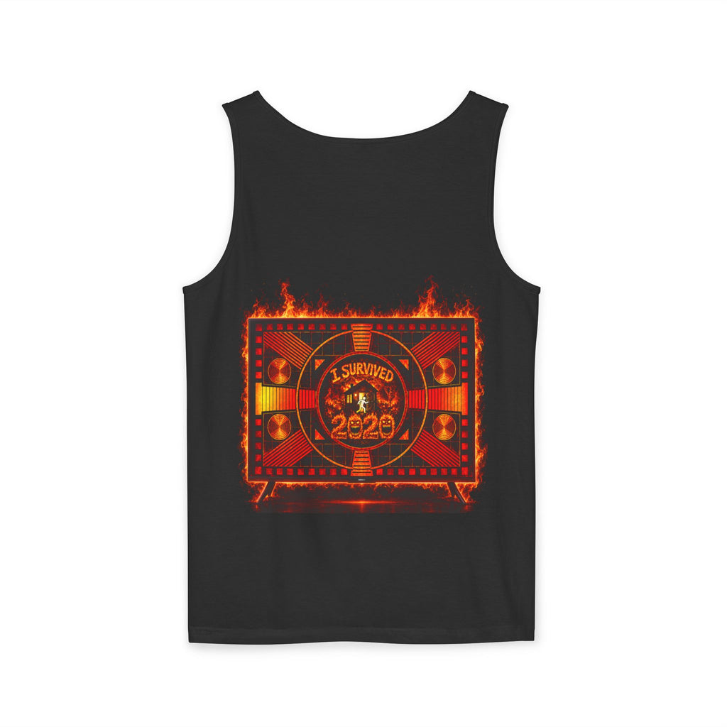 I Survived 2020 — "Please Stand By" Test Pattern Tee Wildfire Signal Edition Summer Premiere Unisex Garment-Dyed Tank Top