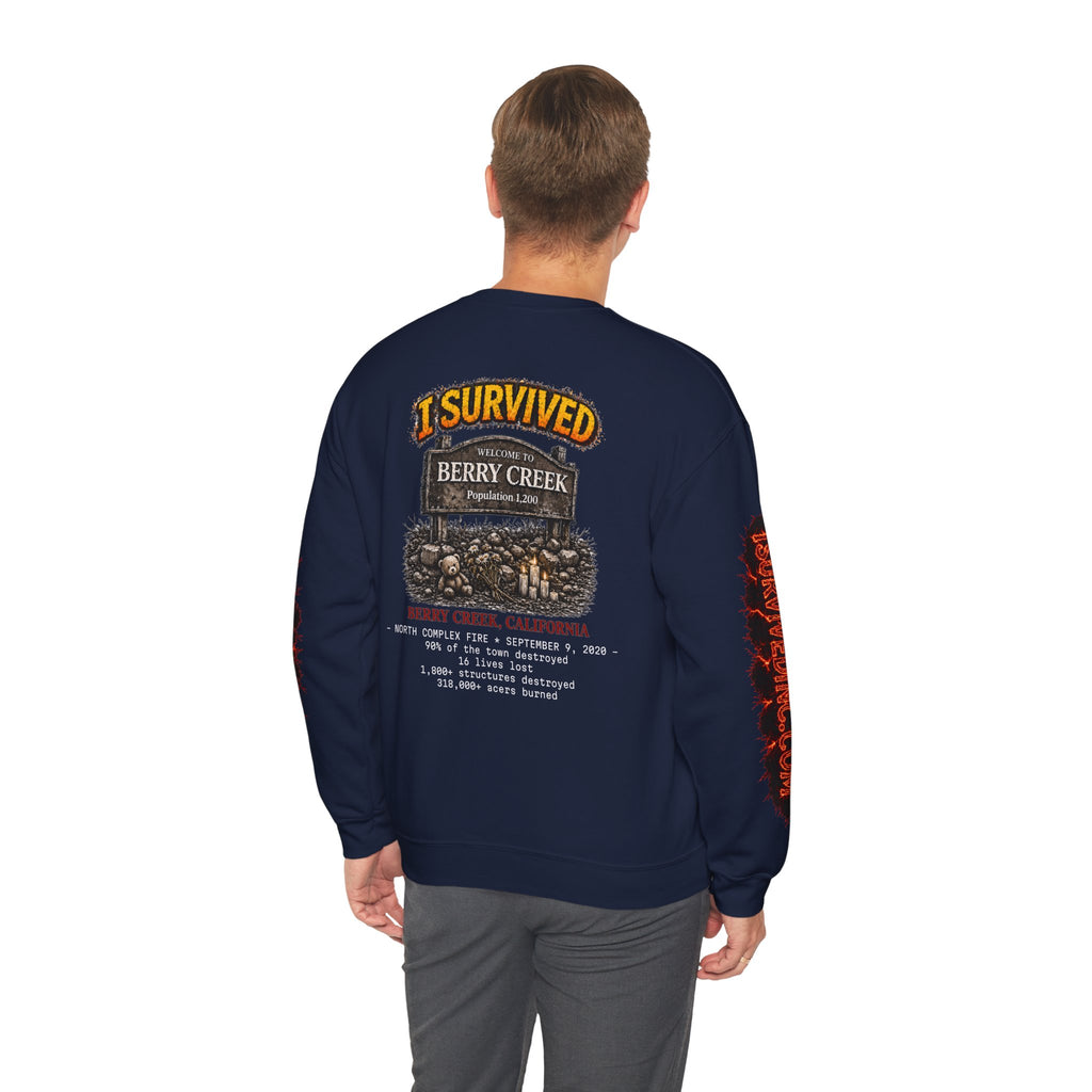 I Survived 2020 — S2:E1 "Berry Creek" | Wildfire Edition Memorial Unisex Heavy Blend™ Crewneck Sweatshirt