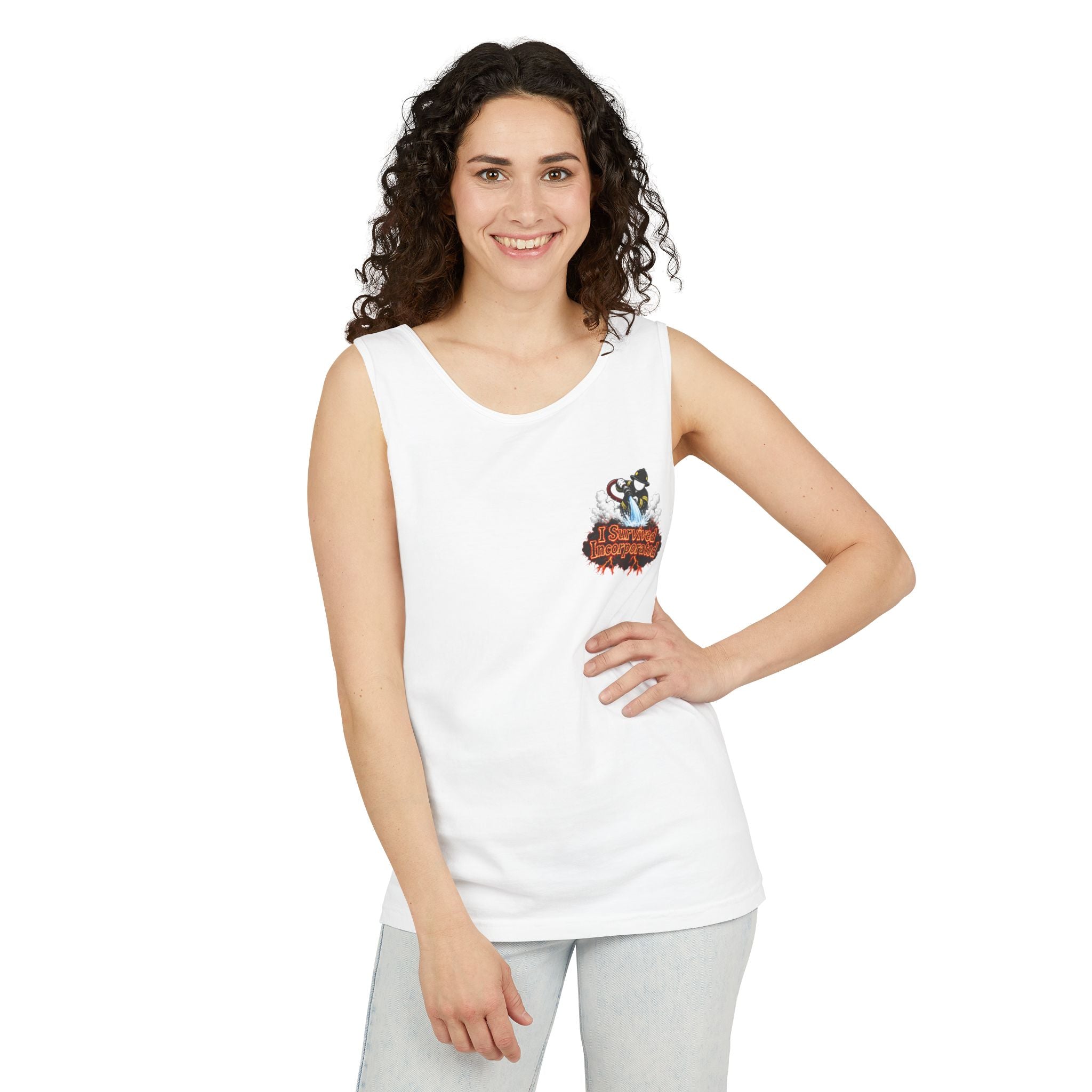 I Survived 2020 — "Please Stand By" Test Pattern Tee Wildfire Signal Edition Summer Premiere Unisex Garment-Dyed Tank Top