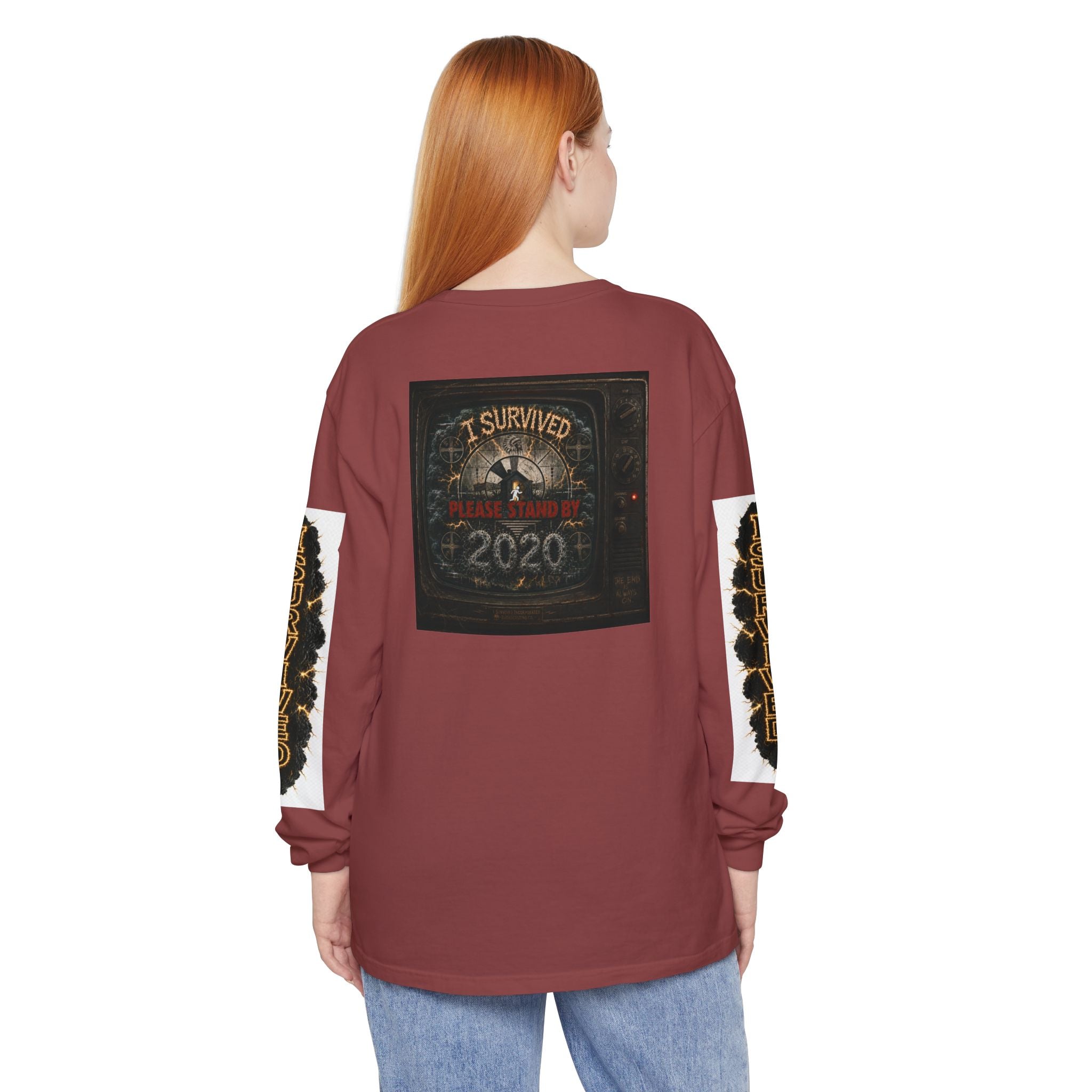 I Survived 2020 — "Please Stand By" Test Pattern Tee Special Edition Summer Premier Unisex Garment-Dyed Long Sleeve T-Shirt