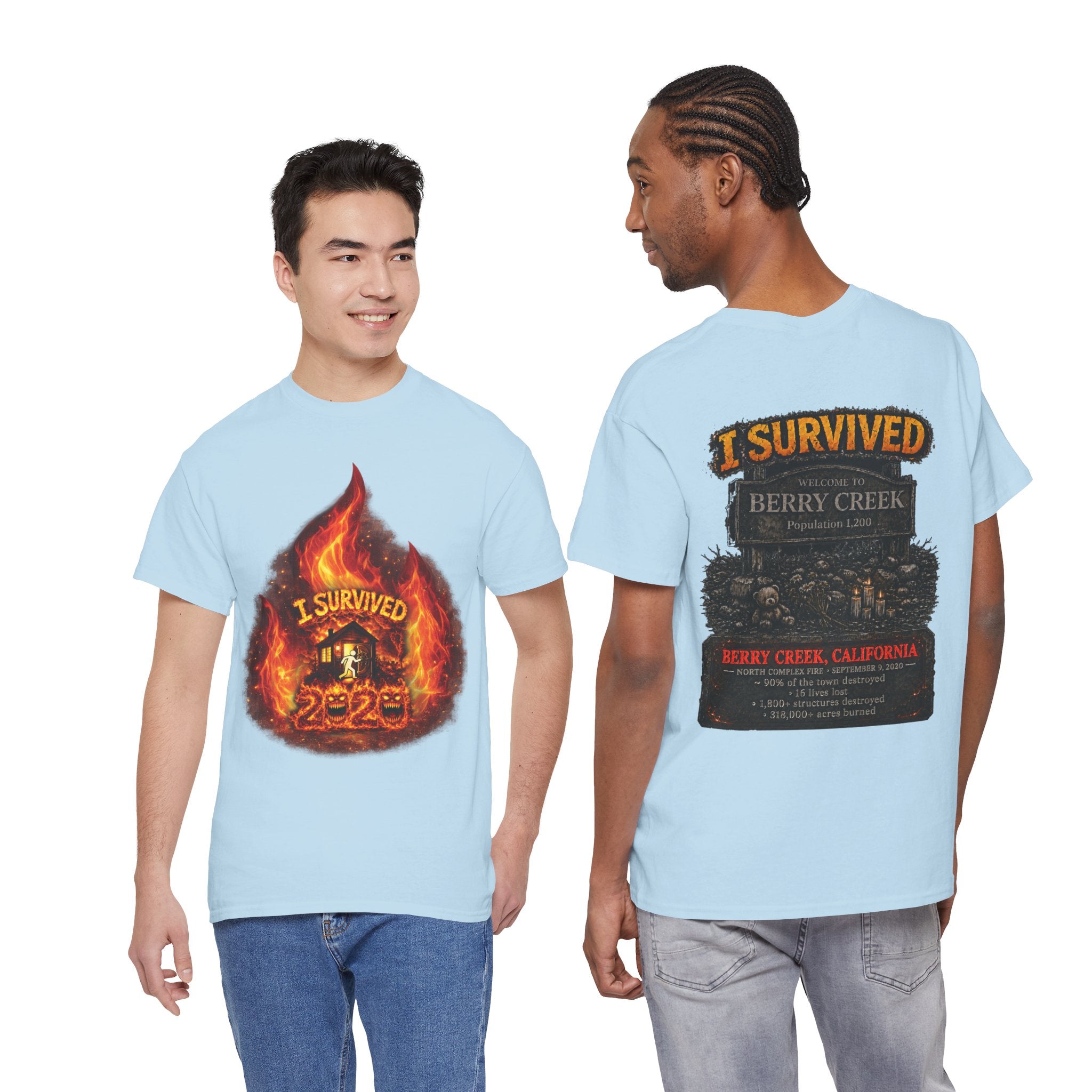 I Survived 2020 — Director's Cut S2:E1 "Berry Creek" | Wildfire Edition Memorial Unisex Heavy Cotton Tee