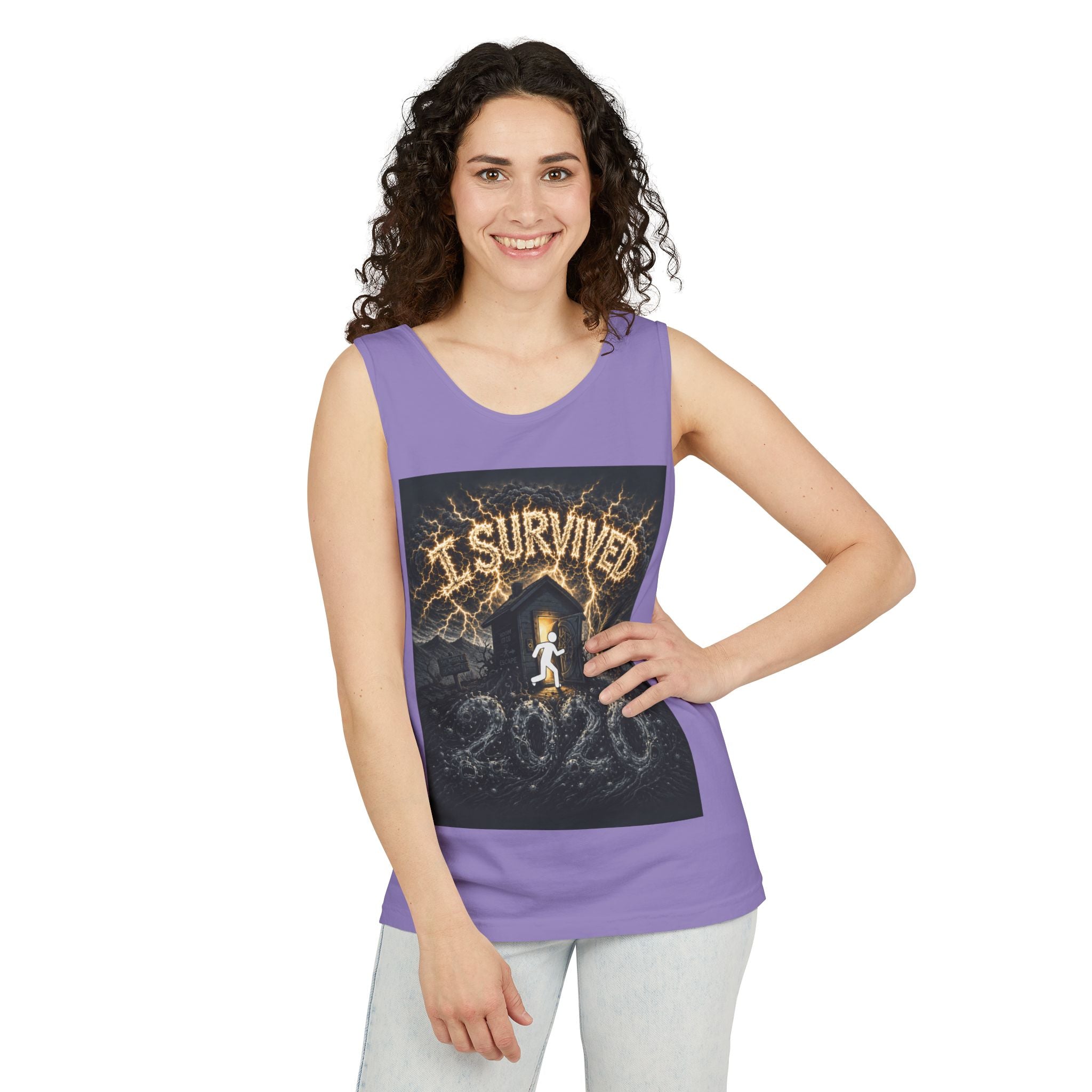 I Survived 2020 — Original Design Teaser Tee | Season 1 Premiere Drop Unisex Garment-Dyed Tank Top