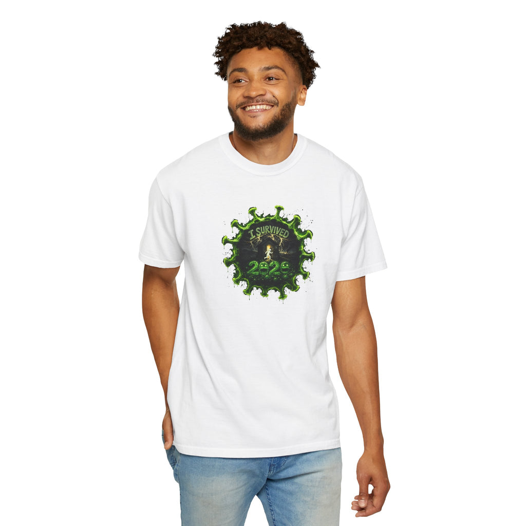 I Survived 2020 — PANDEMIC S1:E4: Director's Cut "Mask Madness" Unisex Garment-Dyed T-shirt