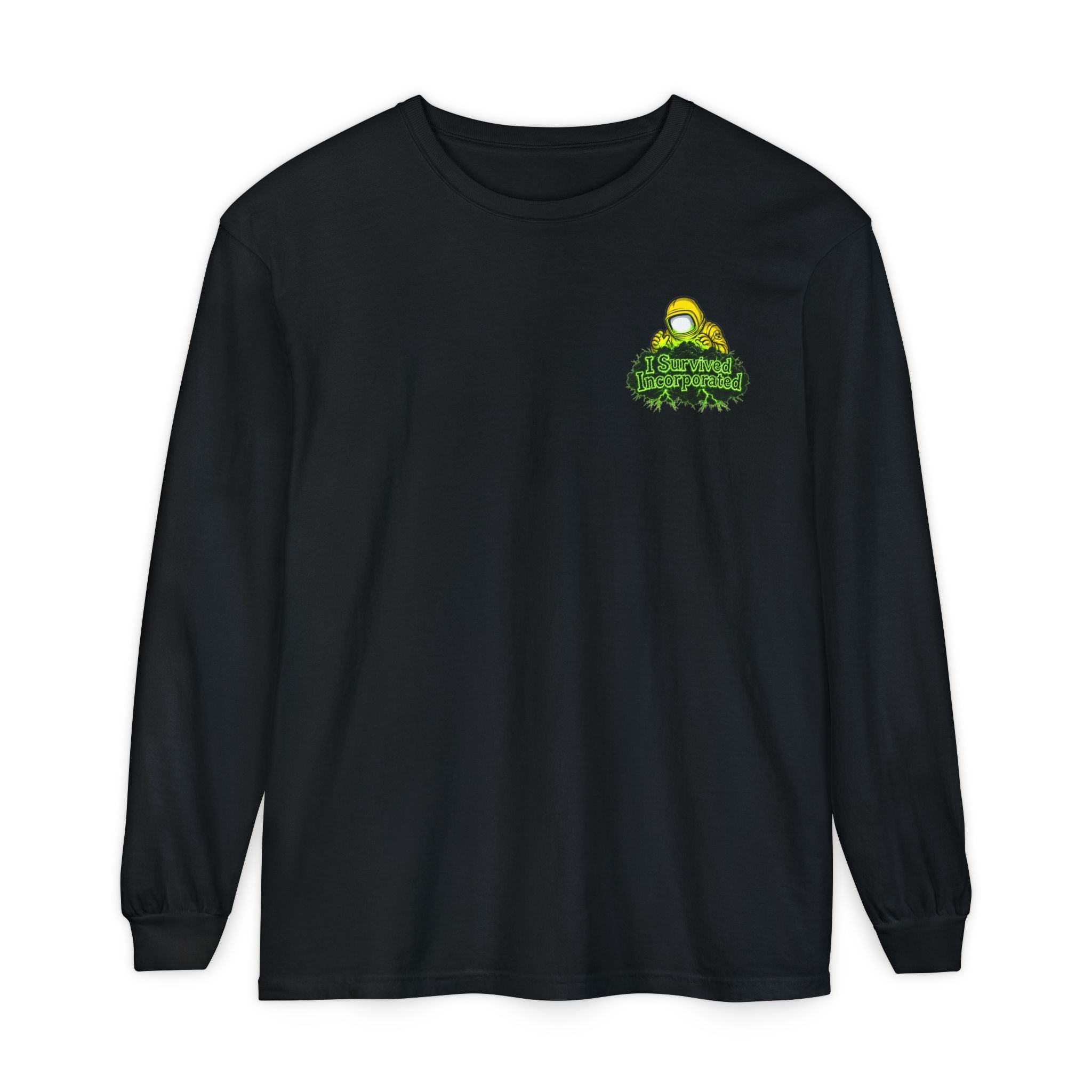 I Survived 2020 — "Please Stand By" Test Pattern Toxic Signal Tee Summer Premiere Unisex Garment-Dyed Long Sleeve T-Shirt