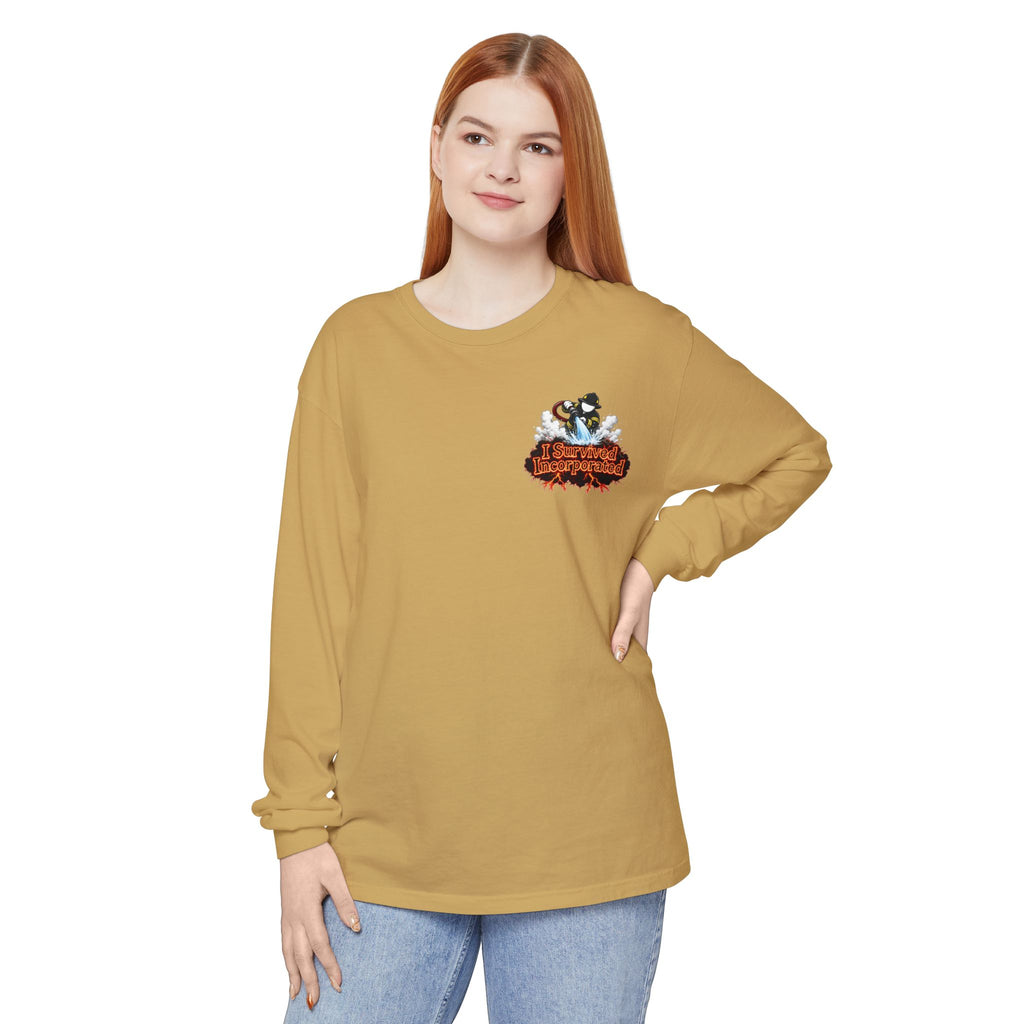 I Survived 2020 — "Please Stand By" Test Pattern Tee Wildfire Signal Edition Summer Premiere Unisex Garment-Dyed Long Sleeve T-Shirt