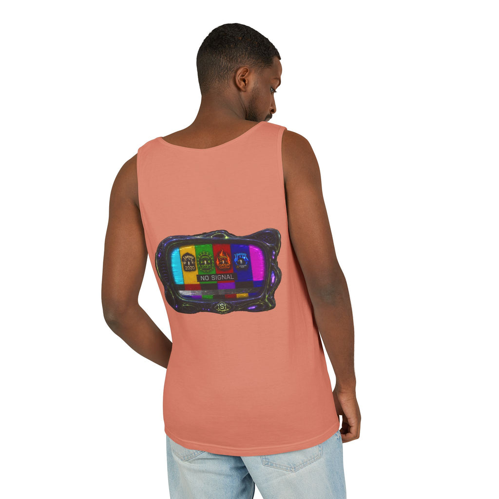 I Survived 2020 — "No Signal" Test Pattern Tee Alien Broadcast Finale Summer Premiere Unisex Garment-Dyed Tank Top
