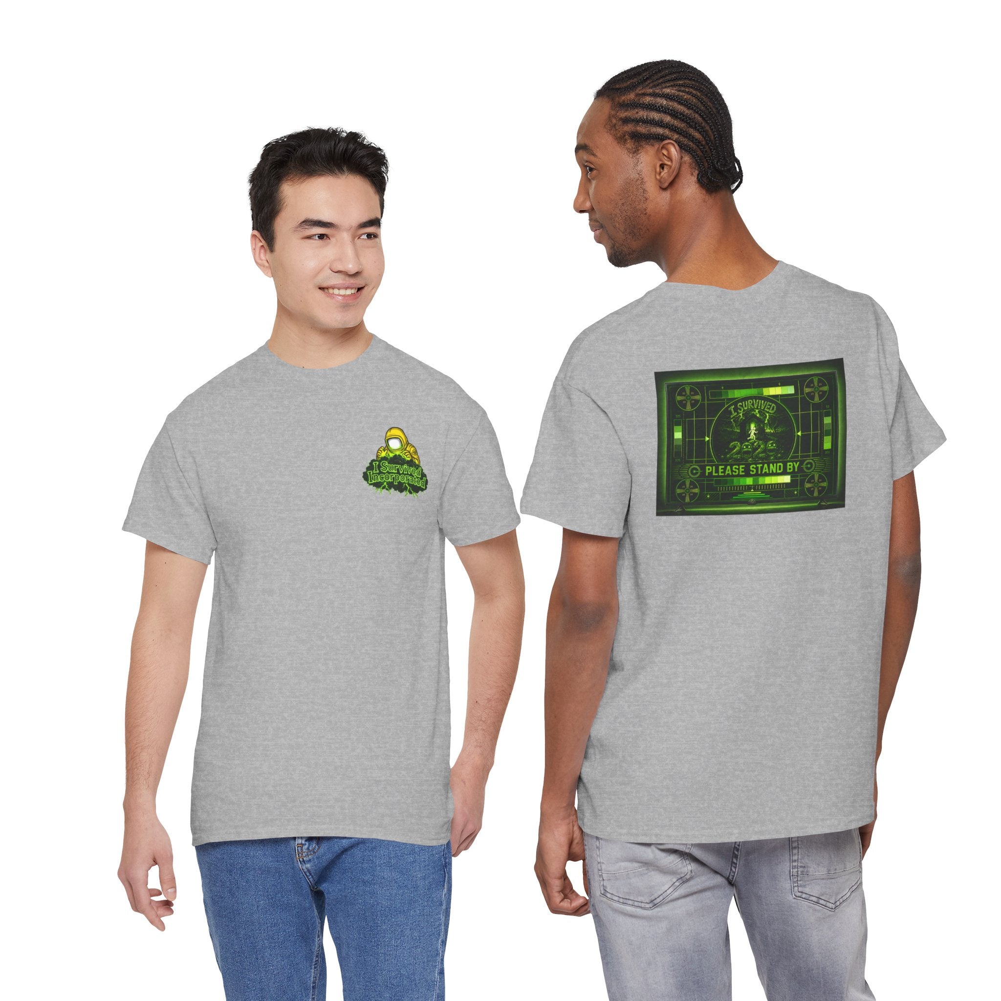 I Survived 2020 — "Please Stand By" Test Pattern Toxic Signal Tee Summer Premiere Unisex Heavy Cotton Tee
