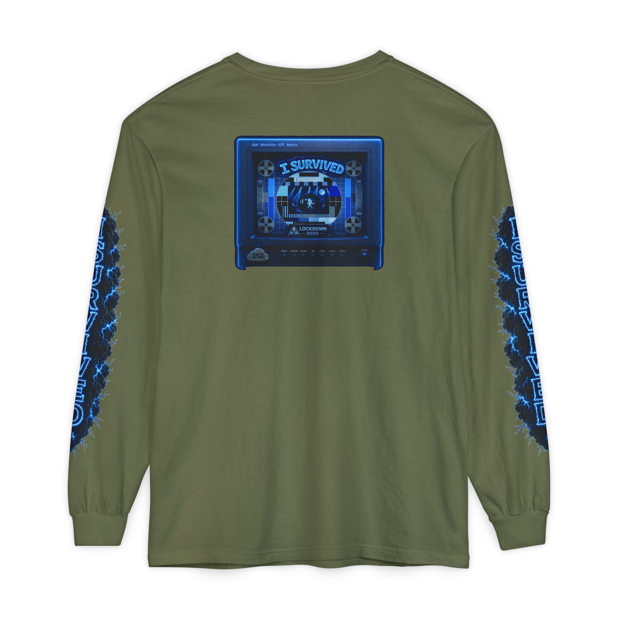 I Survived 2020 — "Please Stand By" Test Pattern Tee Lockdown Special Edition Summer Exclusive Unisex Garment-Dyed Long Sleeve T-Shirt