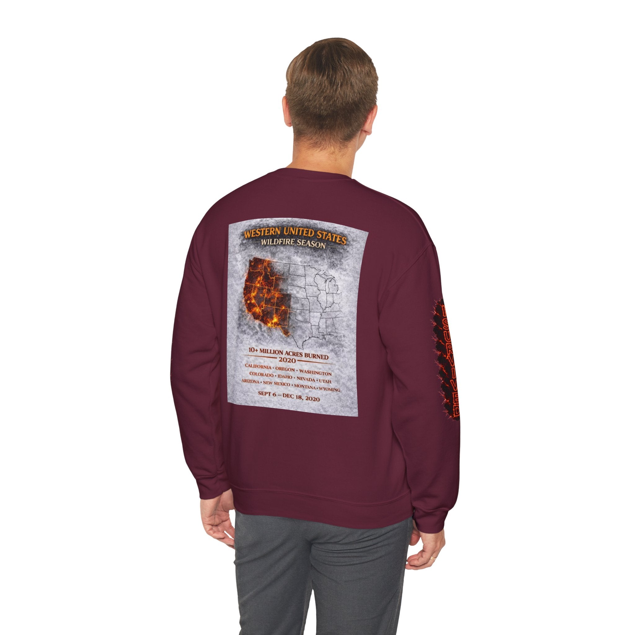 I Survived 2020 — Director's Cut S2:E4 "Western U.S. Wildfire Season" | Mid-Season Finale Pt. 1 | Wildfire Edition Memorial Unisex Heavy Blend™ Crewneck Sweatshirt