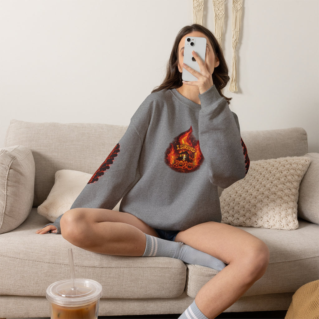 I Survived 2020 — WILDFIRES S2:E4: Director's Cut "Western U.S. Wildfire Season" Memorial Unisex Heavy Blend™ Crewneck Sweatshirt