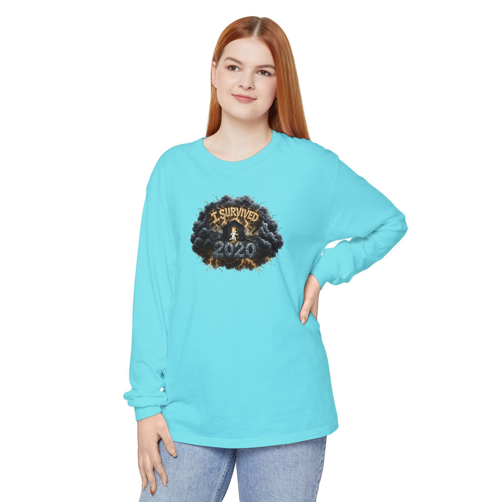 I Survived 2020 — Original PILOT Design: Director's Cut Unisex Garment-Dyed Long Sleeve T-Shirt