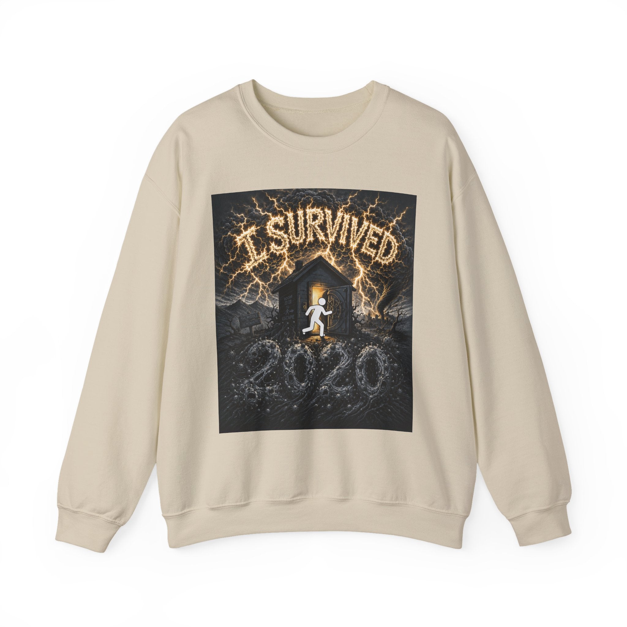 I Survived 2020 — Original Design Teaser Tee | Season 1 Premiere Drop Unisex Heavy Blend™ Crewneck Sweatshirt