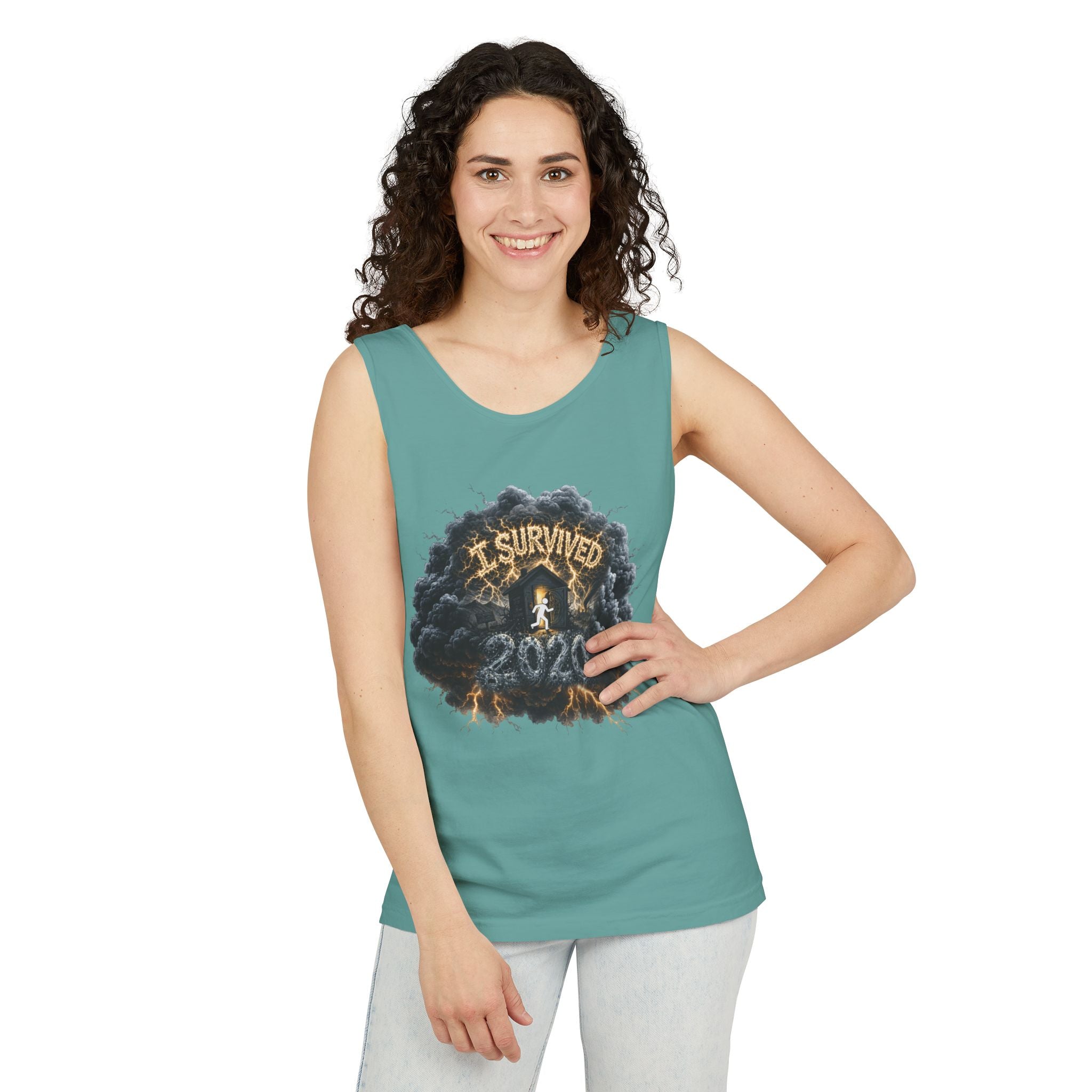 I Survived 2020 — Director's Cut Original Design Teaser Tee | Season 1 Premiere Drop Unisex Garment-Dyed Tank Top