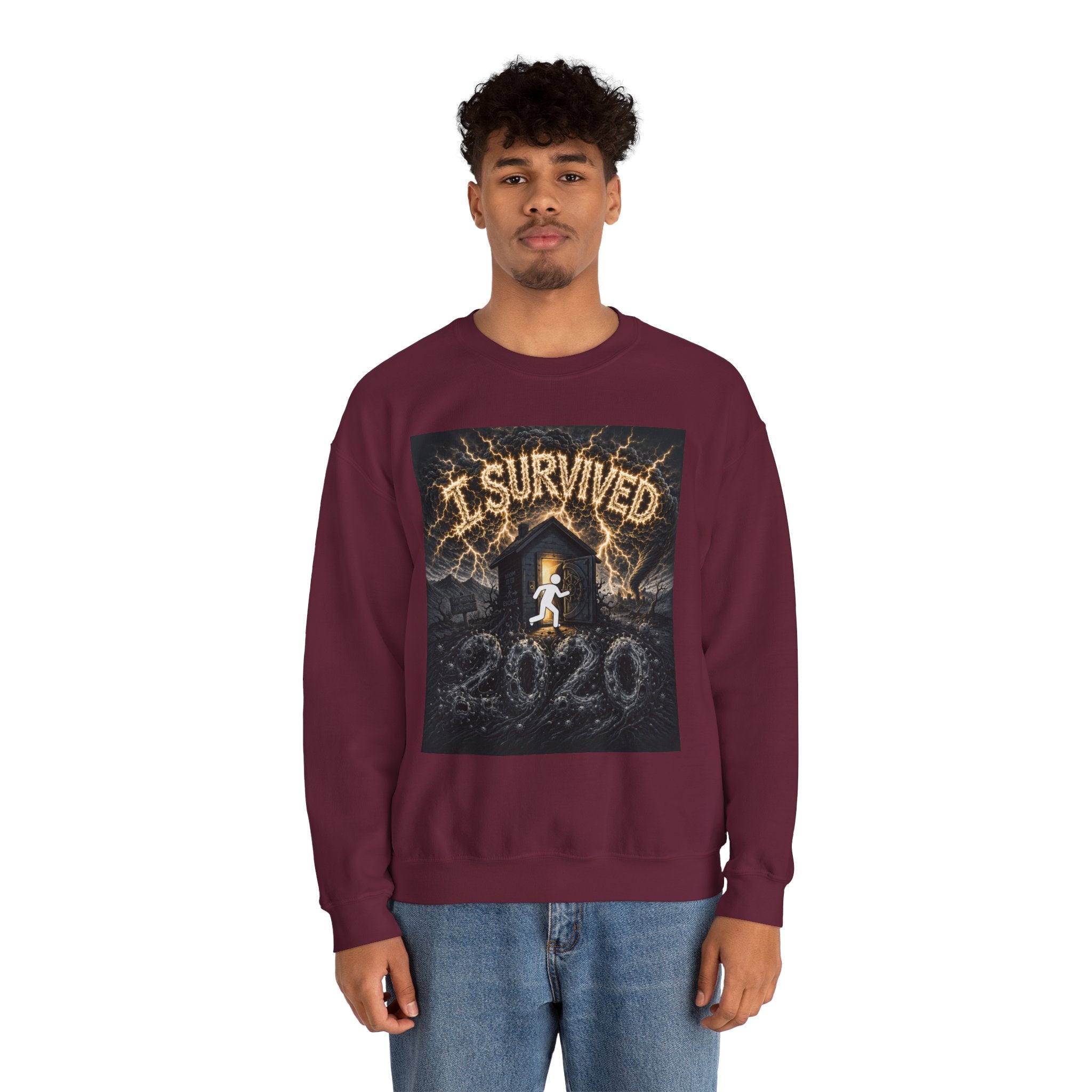 I Survived 2020 — Original Design Teaser Tee | Season 1 Premiere Drop Unisex Heavy Blend™ Crewneck Sweatshirt