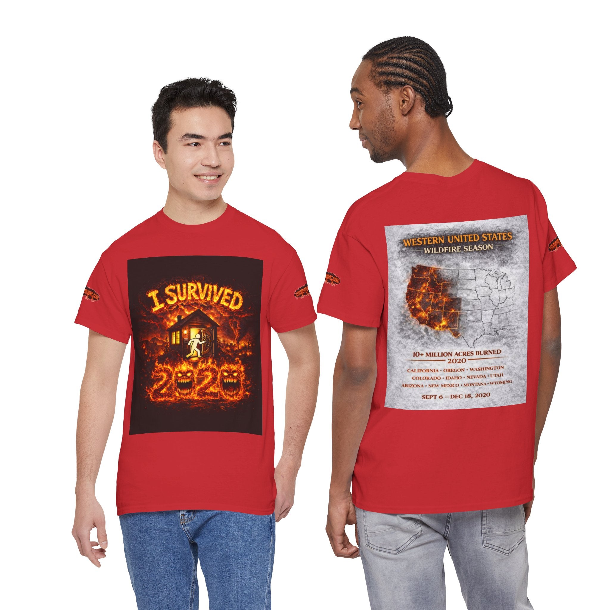 I Survived 2020 — WILDFIRES S2:E4: Special Edition "Western U.S." Memorial Unisex Heavy Cotton Tee