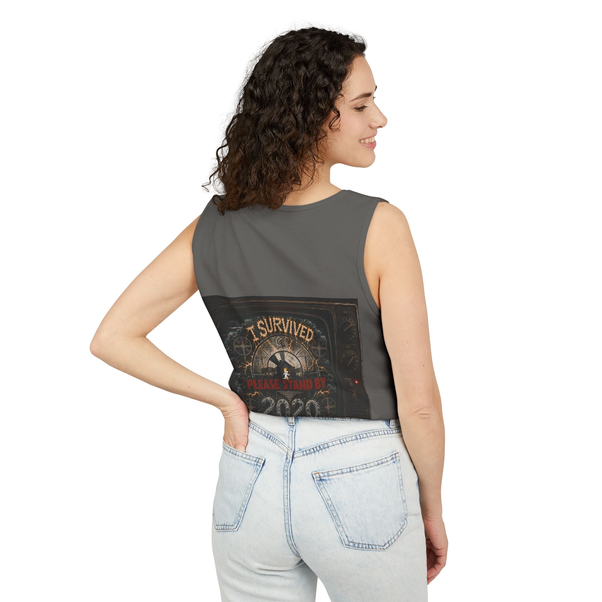 I Survived 2020 — "Please Stand By" Test Pattern Tee Summer Premier  Unisex Garment-Dyed Tank Top