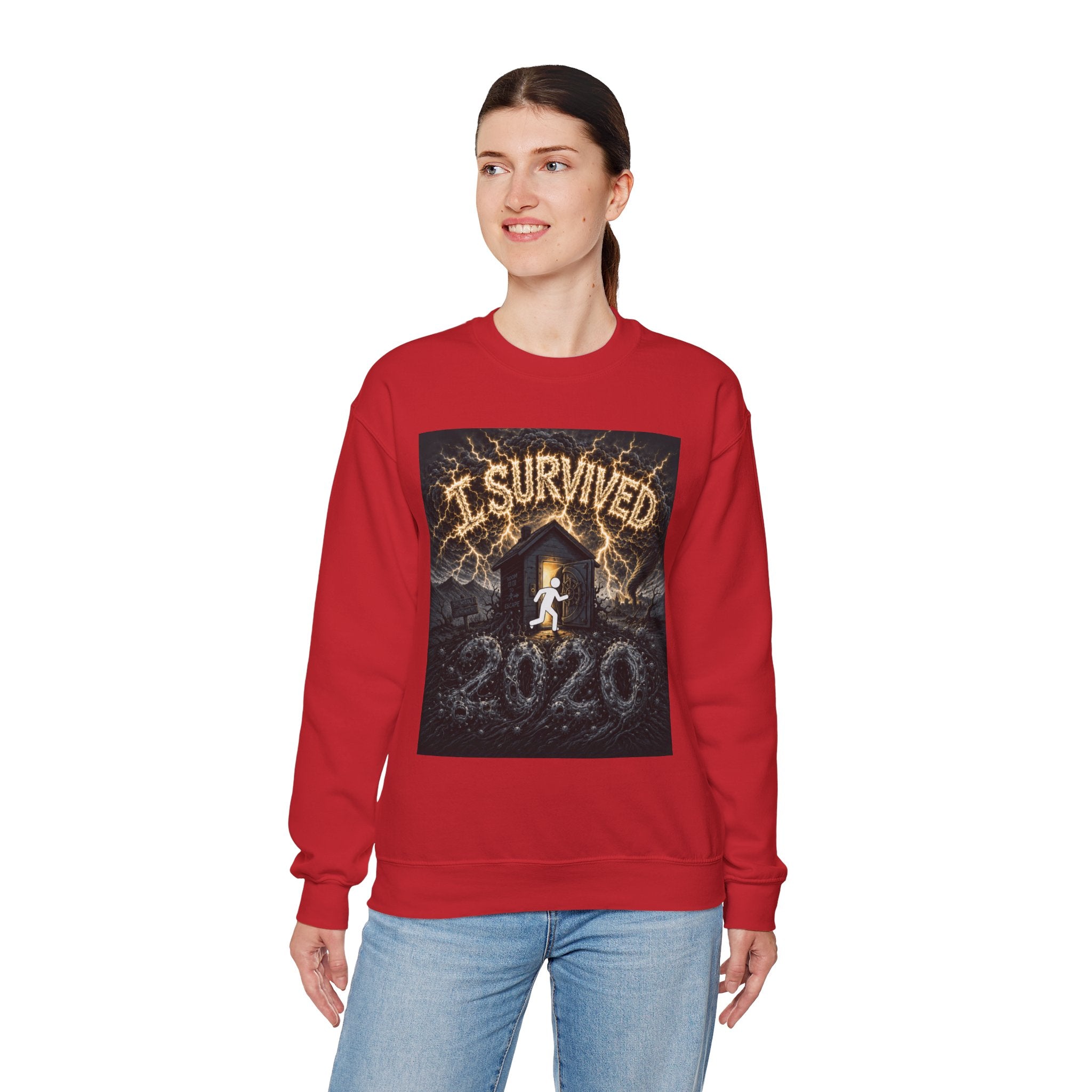 I Survived 2020 — Original Design Teaser Tee | Season 1 Premiere Drop Unisex Heavy Blend™ Crewneck Sweatshirt
