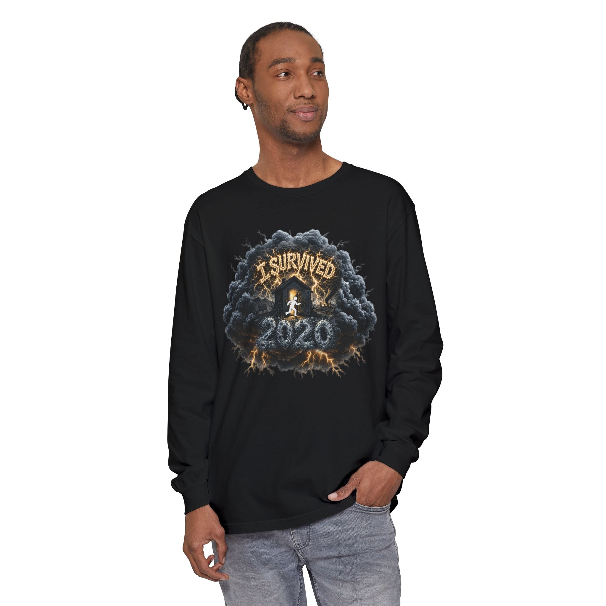I Survived 2020 — Director's Cut Original Design Teaser Tee | Season 1 Premiere Drop Unisex Garment-Dyed Long Sleeve T-Shirt