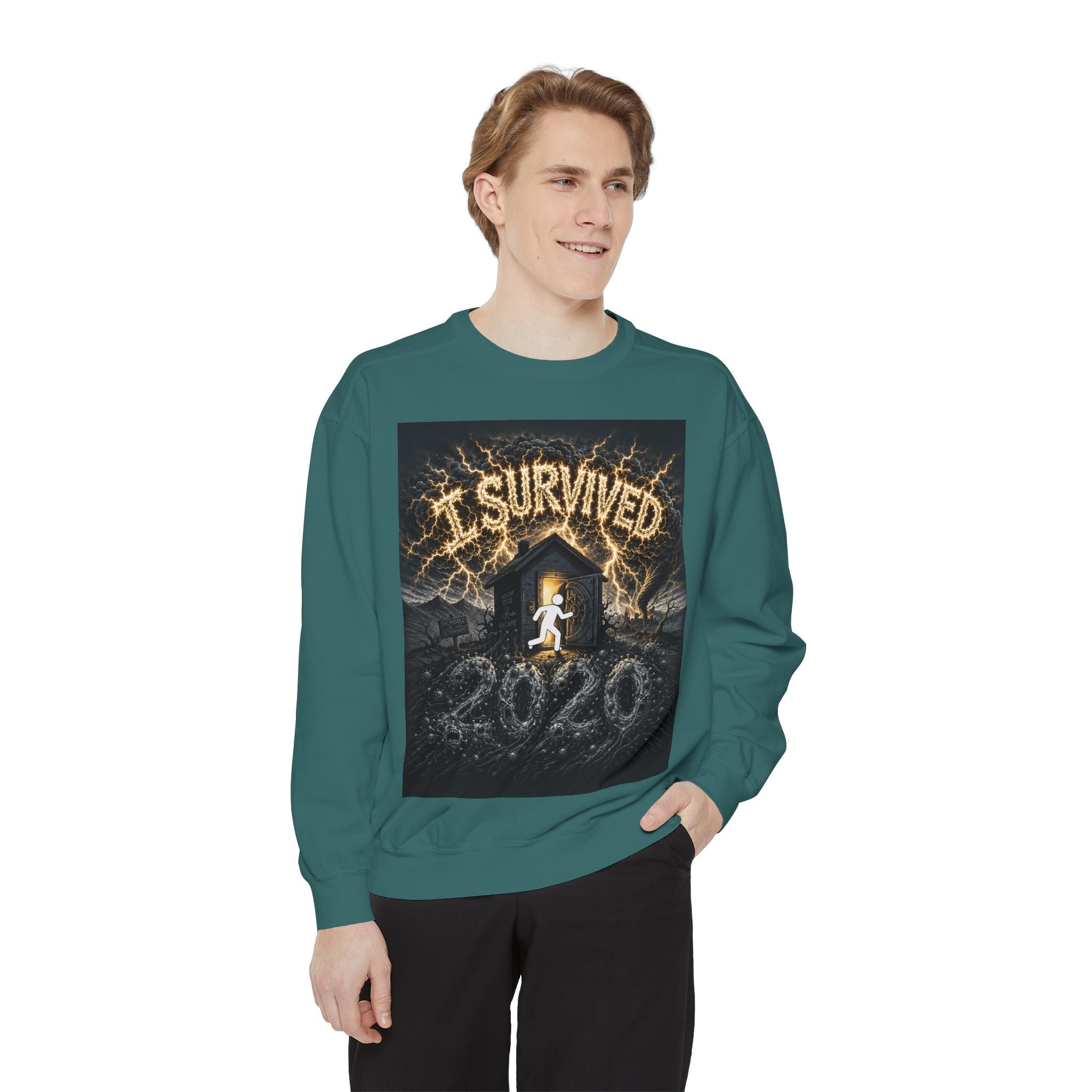 I Survived 2020 — Original Design Teaser Sweatshirt | Season 1 Premiere Drop Unisex Garment-Dyed Sweatshirt