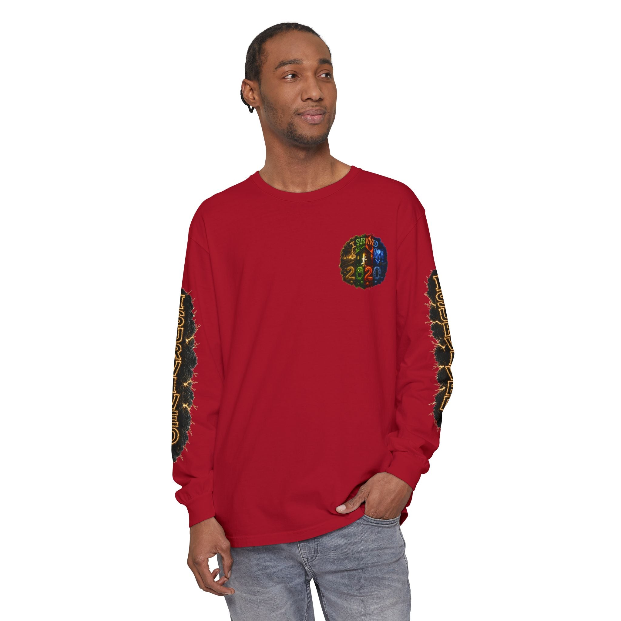 I Survived 2020 — "No Signal" Test Pattern Tee Special Edition Alien Broadcast Finale Summer Premiere Unisex Garment-Dyed Long Sleeve T-Shirt