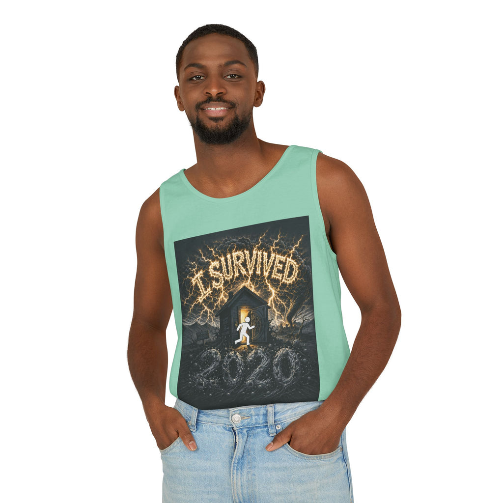 I Survived 2020 — Original Design Teaser Tee | Season 1 Premiere Drop Unisex Garment-Dyed Tank Top