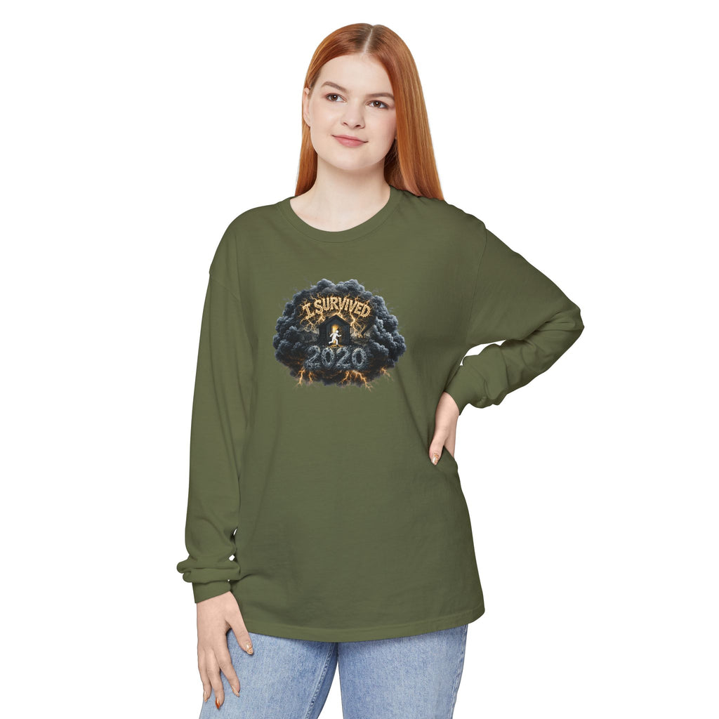 I Survived 2020 — Original PILOT Design: Director's Cut Unisex Garment-Dyed Long Sleeve T-Shirt
