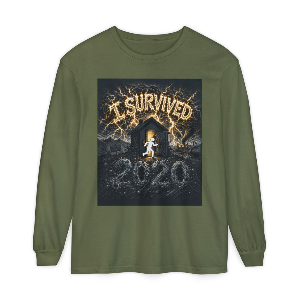 I Survived 2020 — Original PILOT Design Unisex Garment-Dyed Long Sleeve Tee