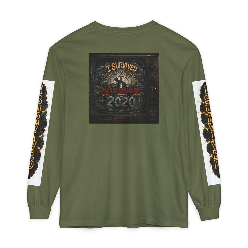 I Survived 2020 — "Please Stand By" Test Pattern Tee Special Edition Summer Premier Unisex Garment-Dyed Long Sleeve T-Shirt