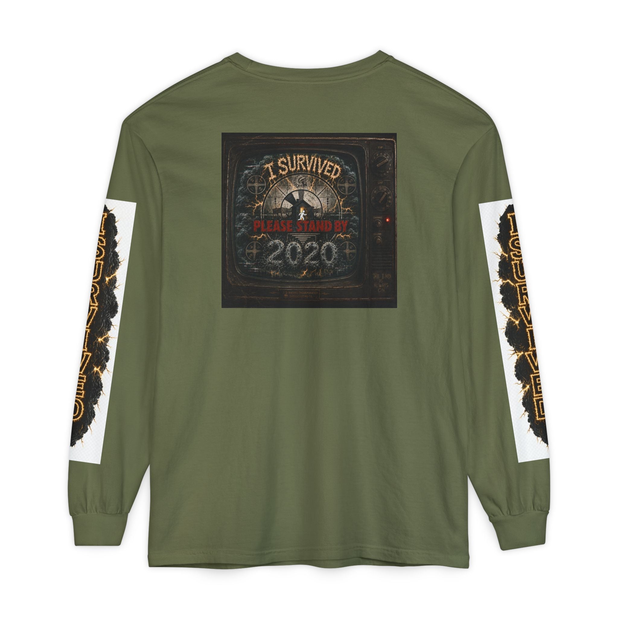 I Survived 2020 — "Please Stand By" Test Pattern Tee Special Edition Summer Premier Unisex Garment-Dyed Long Sleeve T-Shirt