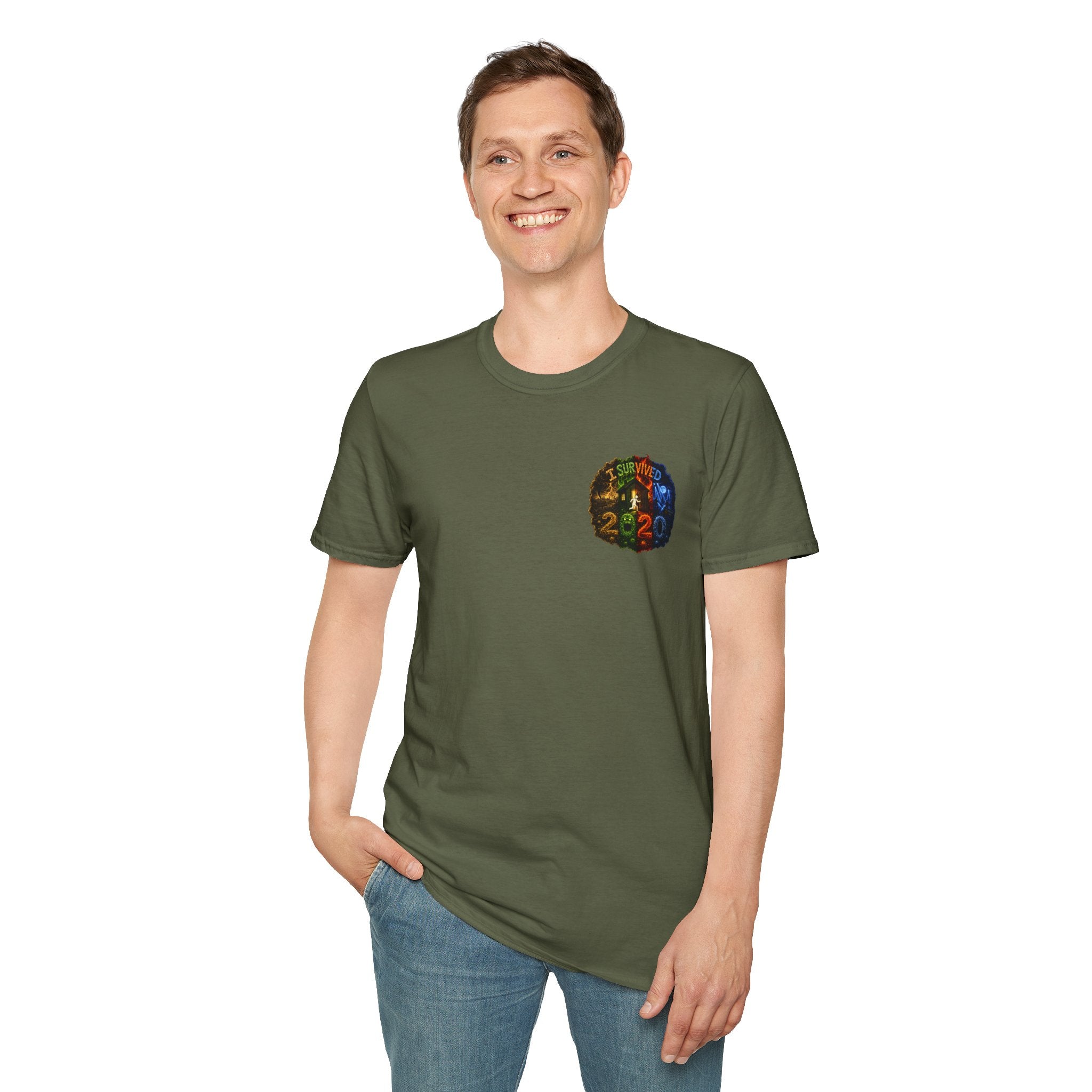 I Survived 2020 — "No Signal" Test Pattern Tee Alien Broadcast Finale Summer Premiere Unisex Softstyle T-Shirt